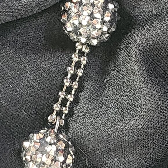 JLO Jennifer Lopez Black Gray Rhinestone Sparkle Balls Beads Choker 16" Necklace - Picture 14 of 16